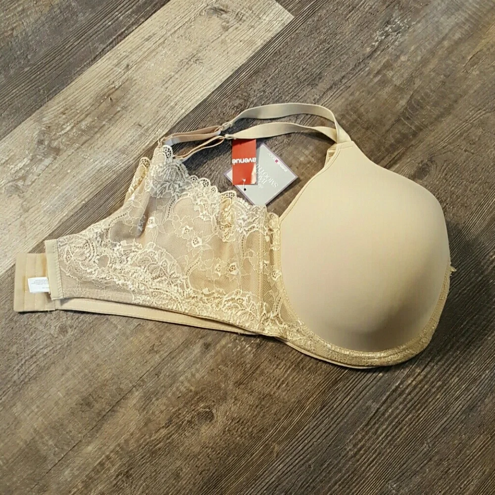 Avenue Body Cream Brown Lace Bra Size 48DDD New
